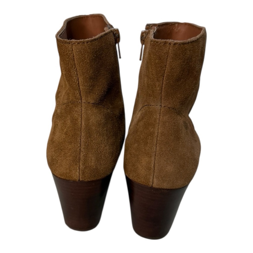 CHELSEA & VIOLET Jane Suede Leather Block Heel Ankle Boots Tan Size 8.5 Western - Picture 9 of 14